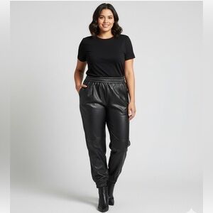 No Boundaries Black Faux Leather Track Pants A19